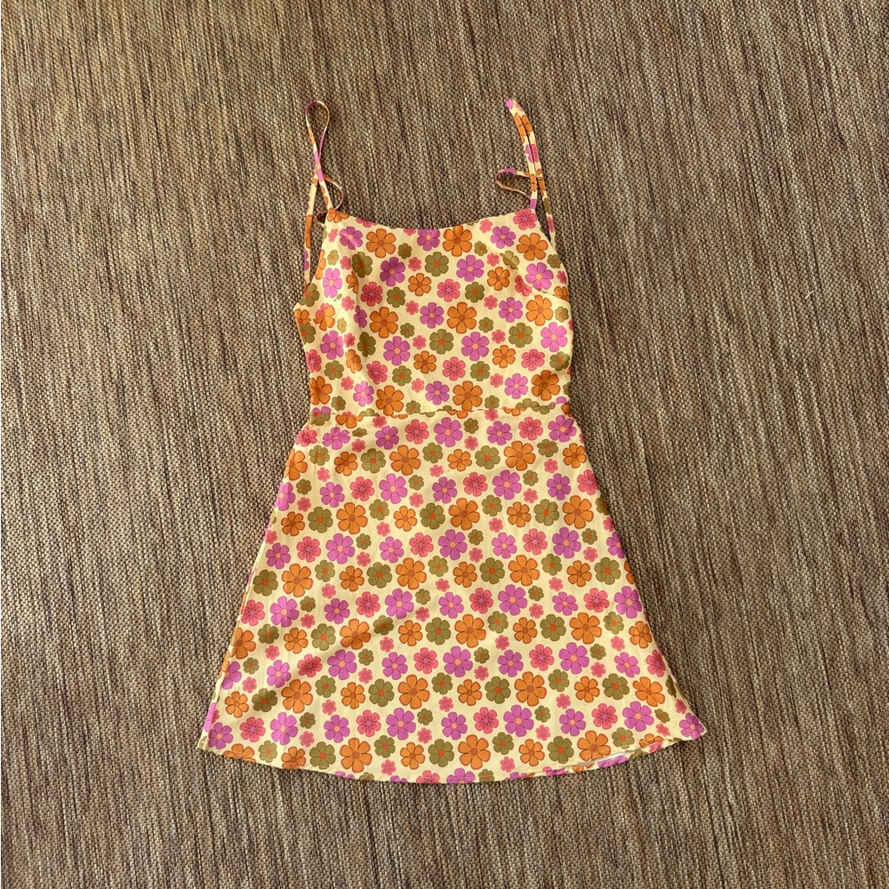 Verge Girl Floral Backless Dress - Pink and Orange